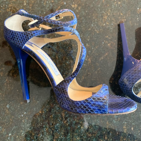 💙Jimmy Choo blue snake skin Lance sandal - Picture 1 of 5